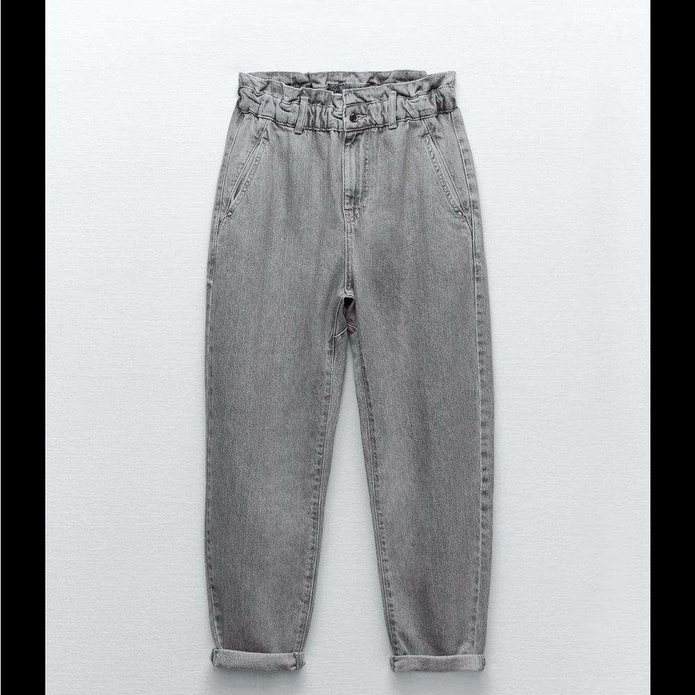 Zara grey paper bag jeans